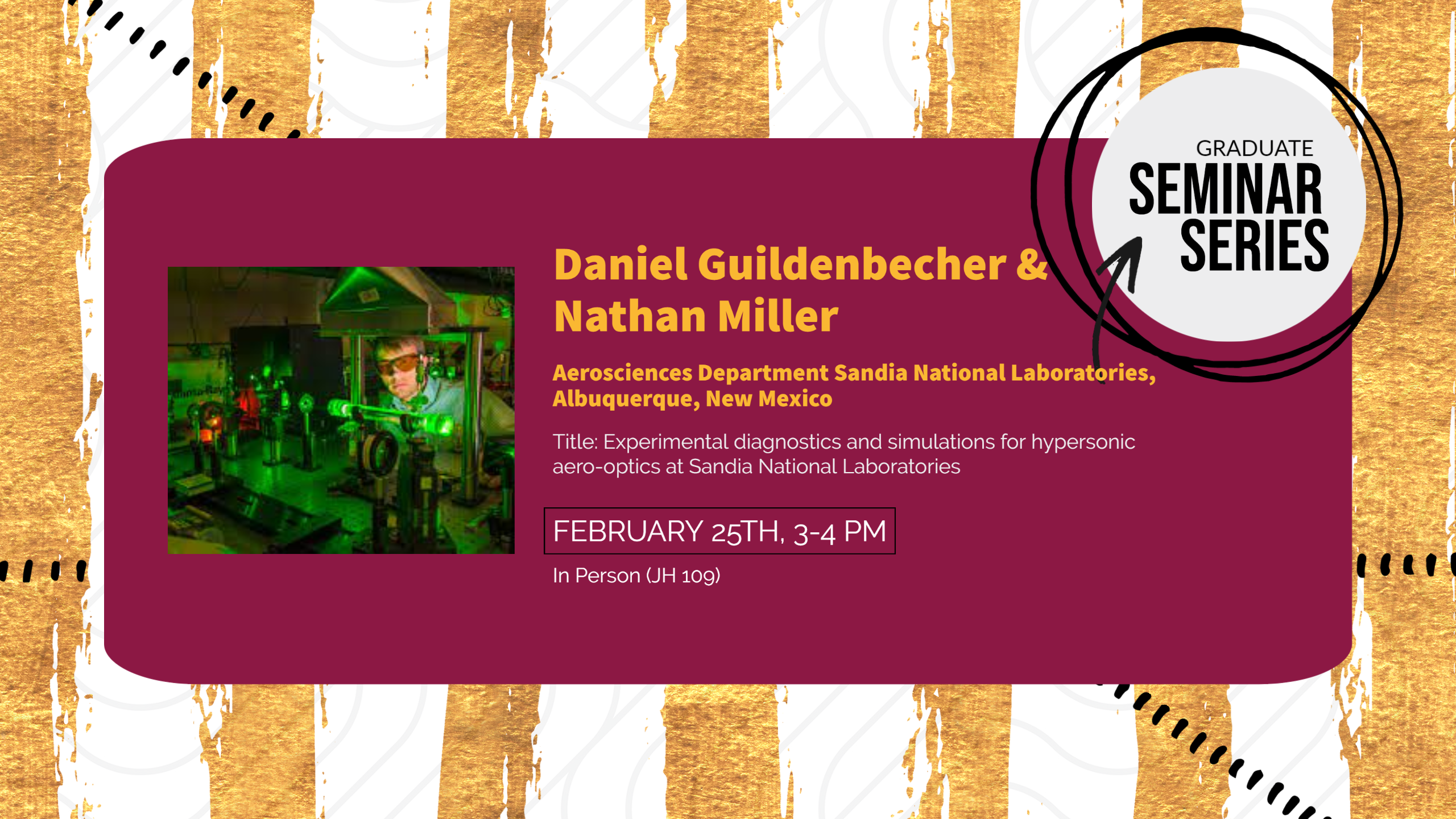 Announcement of Graduate Seminar by Dr. Daniel Guildenbecher and Nathan Miller