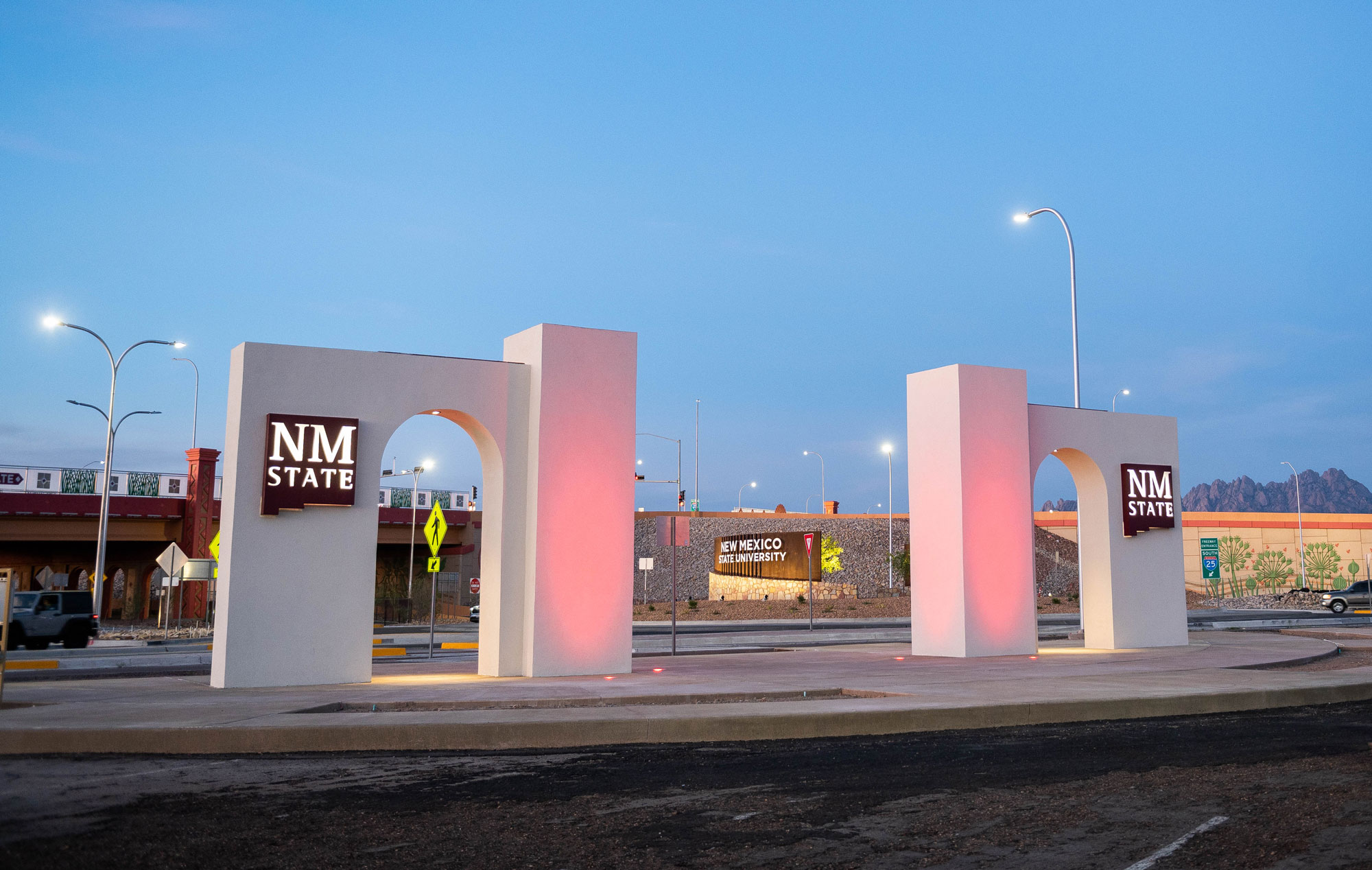 Photo of aggie gates at roundabout