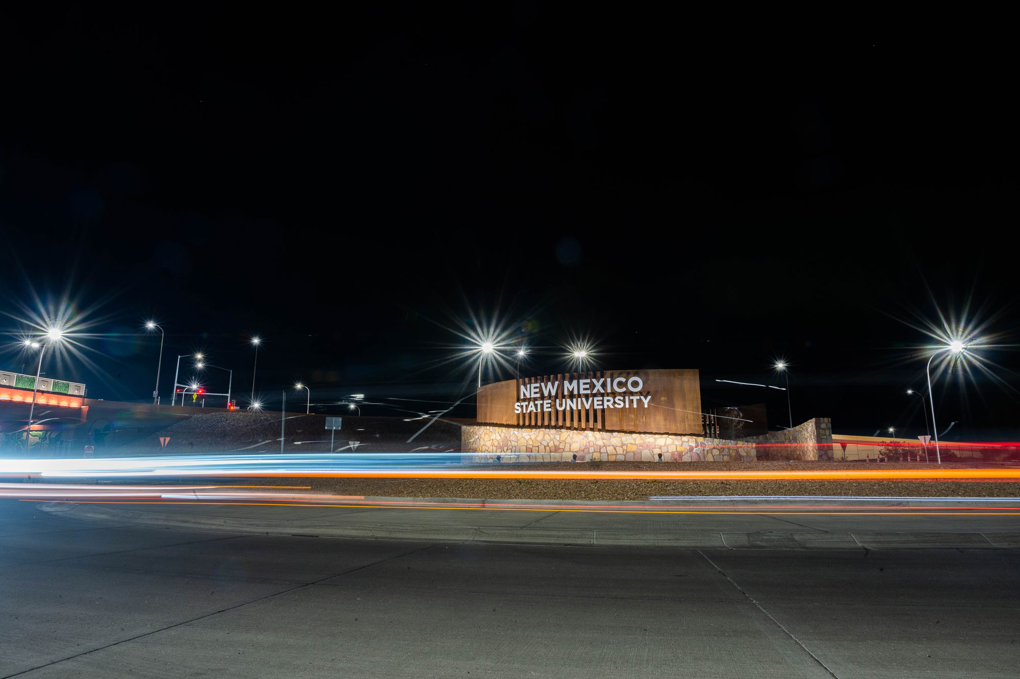 roundabout at nmsu, slow speed shutter photo