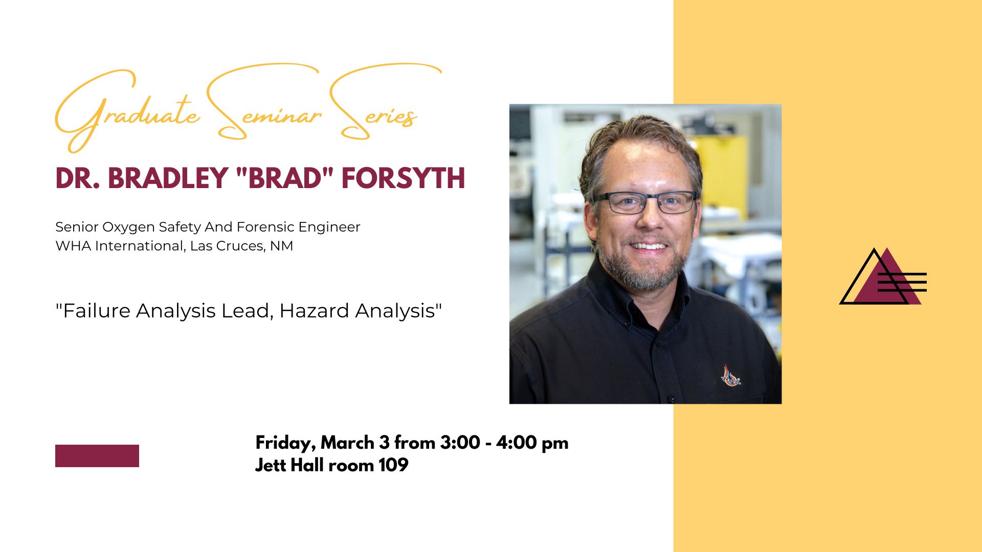 decorative announcement of grad seminar series for Brad Forsyth