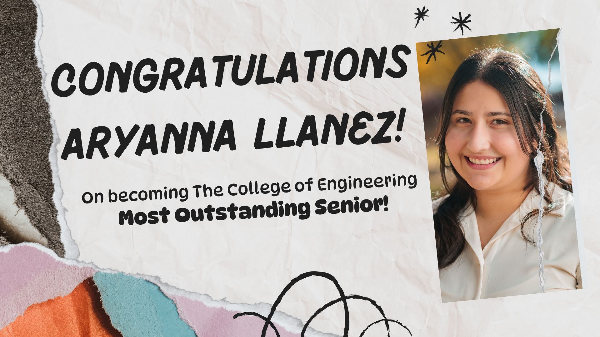 decorative banner congratulating Aryanna LLanez