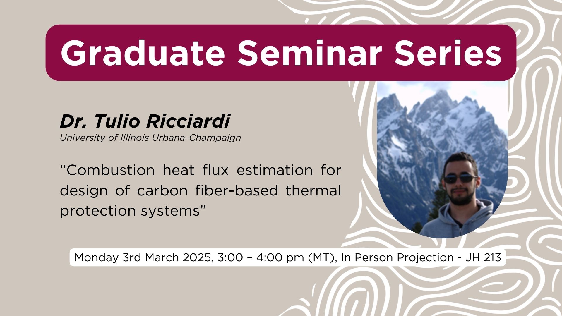 announcement of seminar speaker Dr.  Tulio Ricciardi